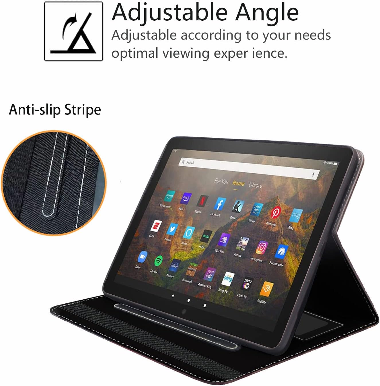 Case for Kindle Fire HD 10 Tablet 10.1" (9th/7th Generation, 2019/2017 Release) - Slim PU Leather Stand Flip Cover with Card Slot & Pencil Holder, Purple Flowers