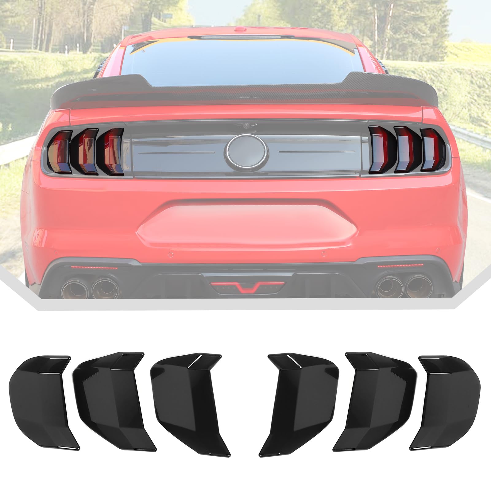 JeCar Smoked Tail Light Cover Trim Guards for 2018-2021 Ford Mustang Exterior Decoration Accessoreis
