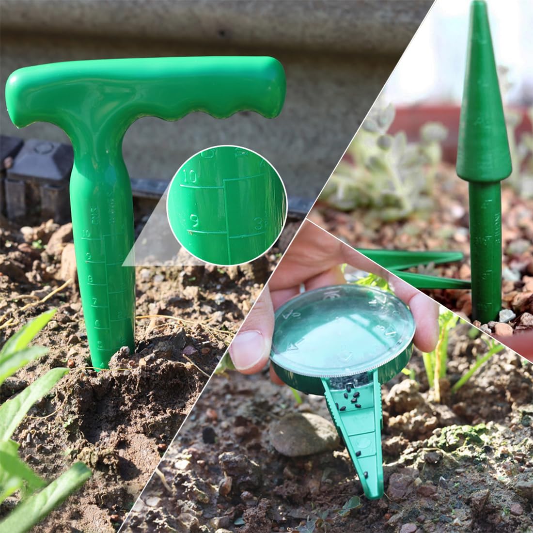 CJZZ Set Giardinaggio 4 Pezzi - Seminatrice, Trapiantatrice, Foraterra Per Piantare Bulbi E Piante