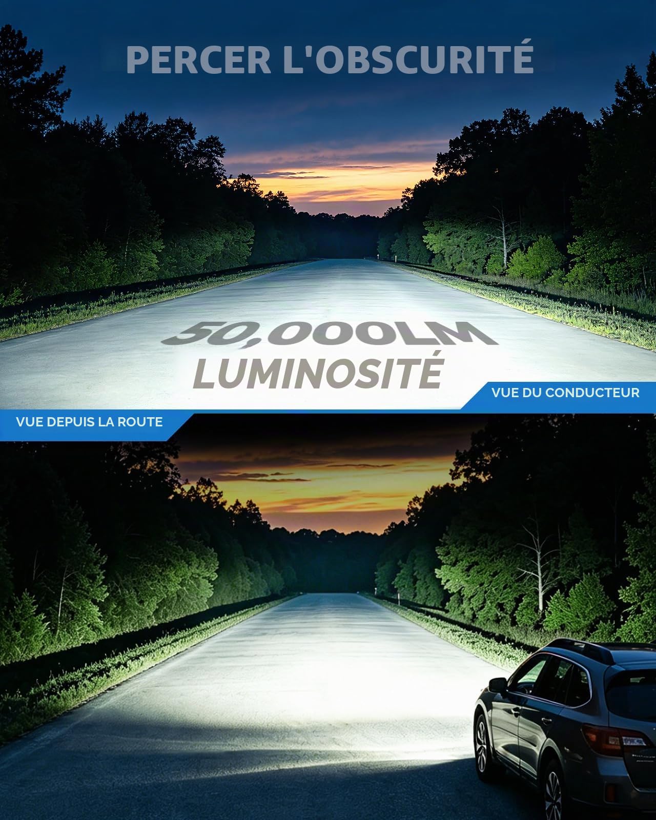 Marsauto M2P H7 Led 50000LM, 6500K Lumière Blanche Ampoule LED H7 With 20000RPM Ventilateur, 80000+ Heures de Durée de Vie, 1:1 Taille Halogène, Plug and Play