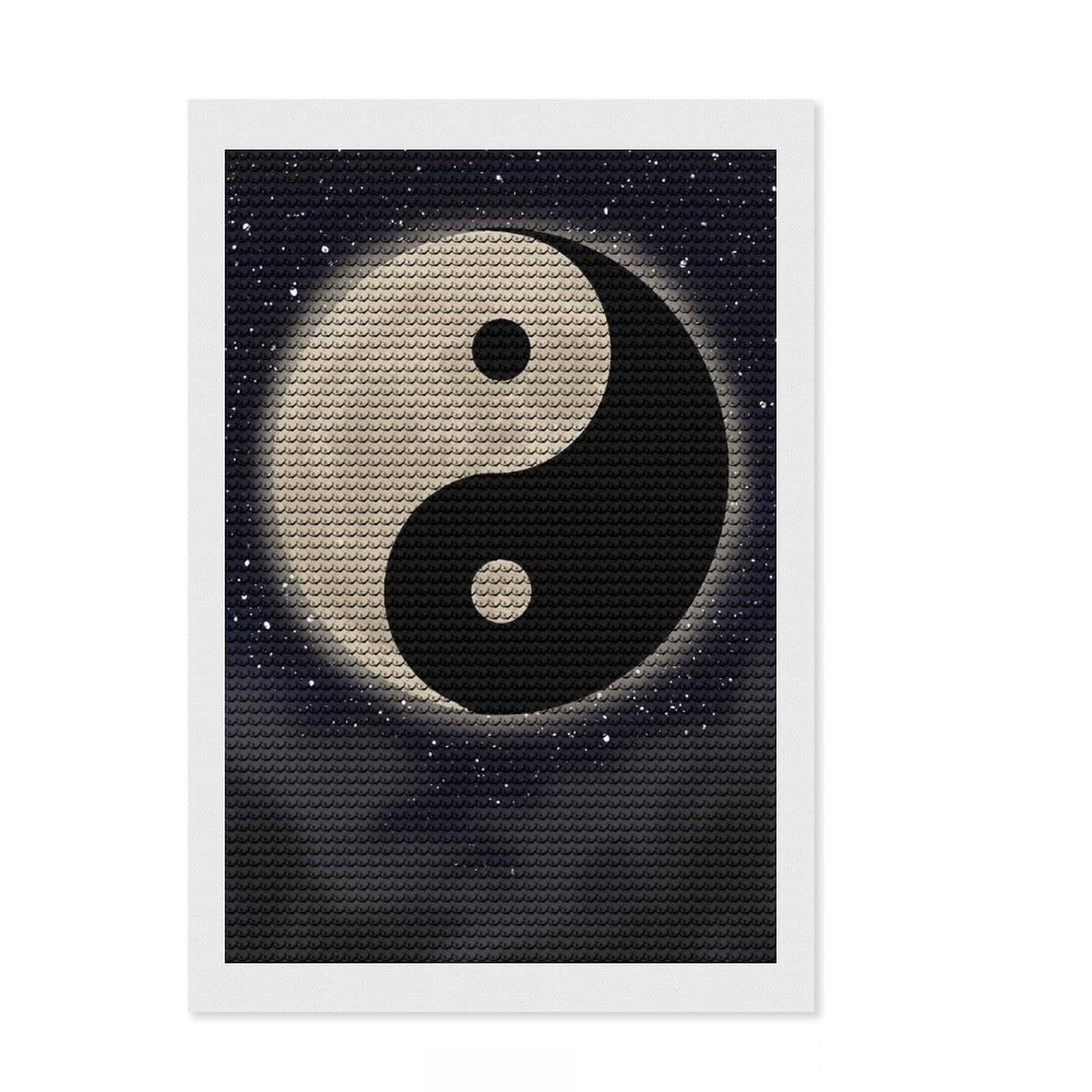Junmoney Yin Yang Shape Moon Diamond Painting Set 8"x12", for Craft Lovers, Creative Leisure Activity, Farmhouse Decor, Holiday Gift Idea