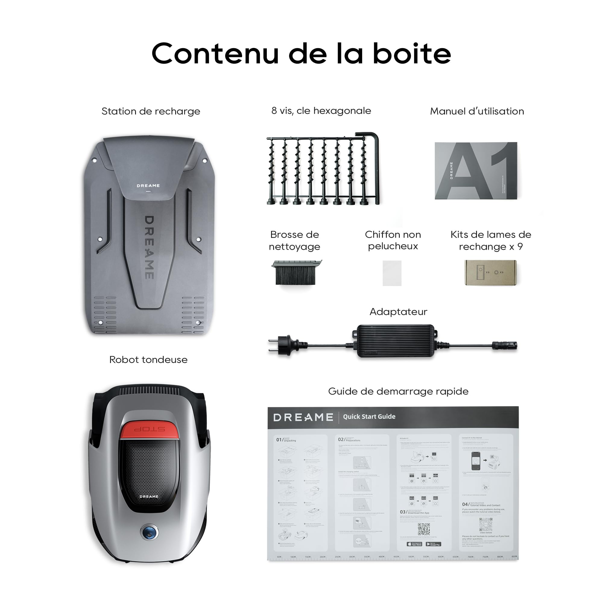 dreame A1 Robot Tondeuse Intelligente, Tondeuse à Gazon robotisée sans Fil périmétrique, Contrôle Aapplication, OmniSense Technologie, Gestion intuitive des Zones, Évitement Intelligent des Obstacles