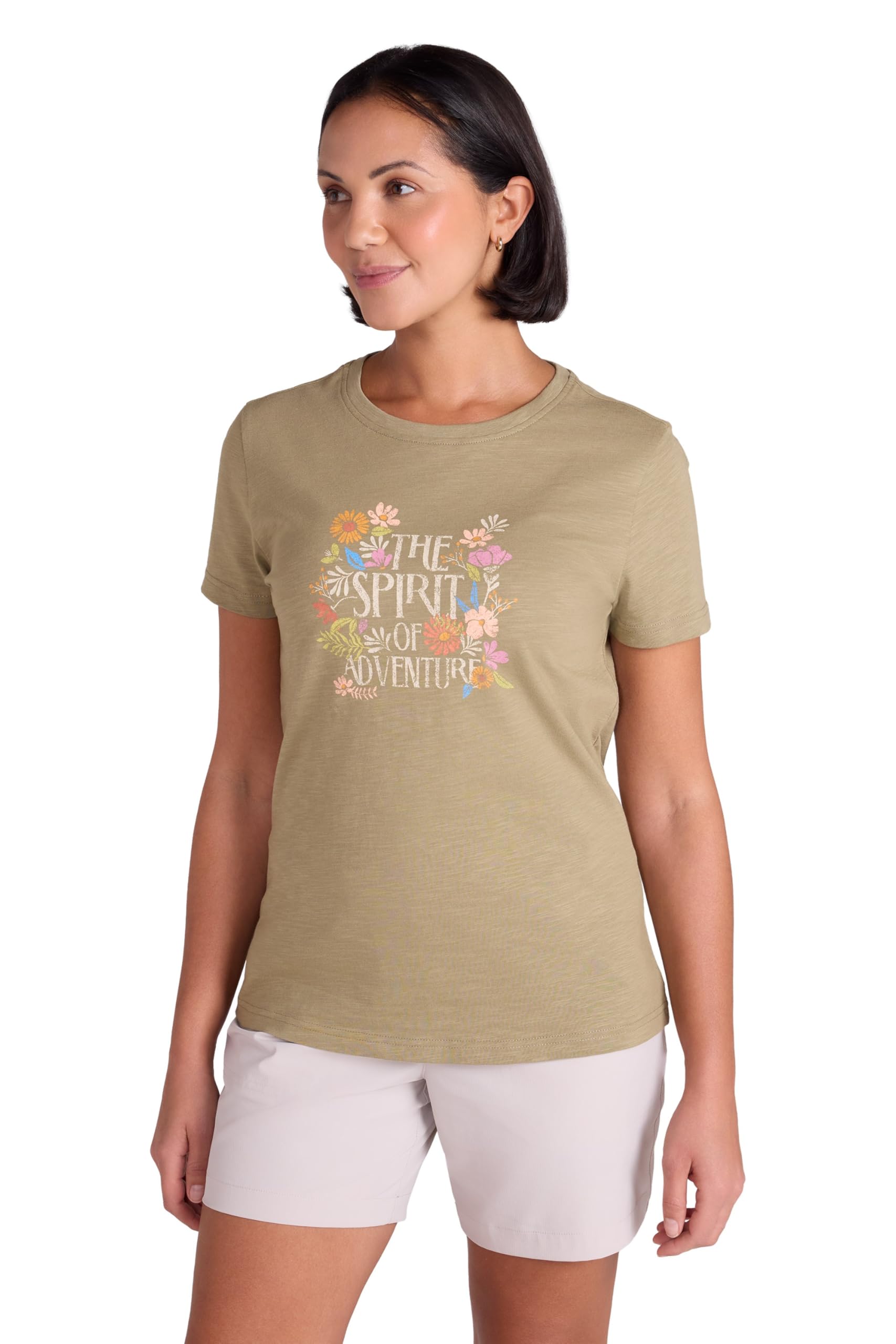 Mountain Warehouse Printed Womens Spirit of Adventure T-Shirt Khaki 12