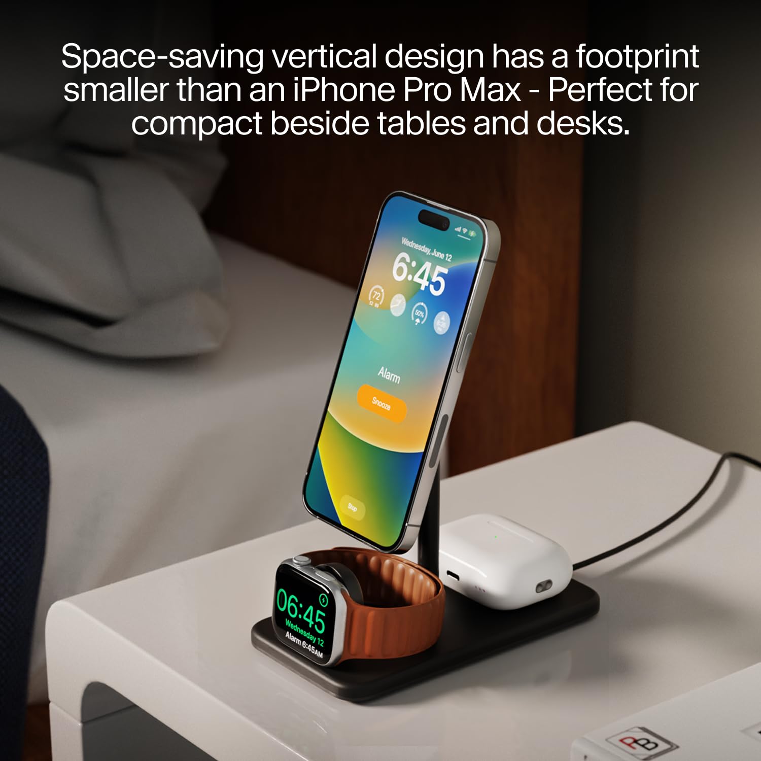 Twelve South HiRise 3 Deluxe Twelve South 3 w 1 MagSafe + Qi2 podstawka ładująca do iPhone'a, zegarka i słuchawek AirPods, czarny