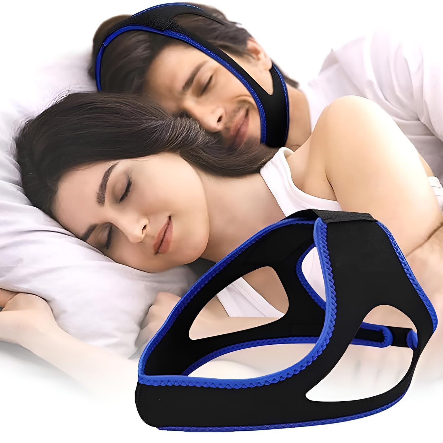 Joyzzz Anti Snoring Chin Strap, Chin Strap for CPAP Users, Chin Strap for Sleeping Effective Snoring Reduction, Adjustable and Breathable Anti Snoring Head Band for Men and Women Sleep Better