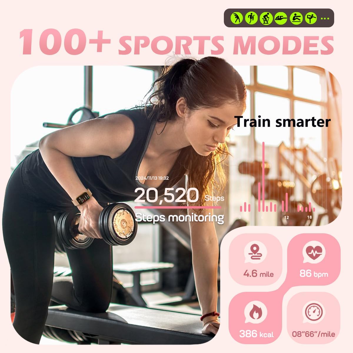 MorePro Health Fitness Tracker displaying heart rate, blood pressure, blood oxygen, and sleep tracking data.