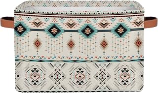 Aztec Ethnic Indian Storage Basket Cube Abstract Art Navajo Large Toys Storage Box Bin with Handle Collapsible Closet Shelf Cloth Organizer for Nursery Bedroom,15x11x9.5 in,1 Pack