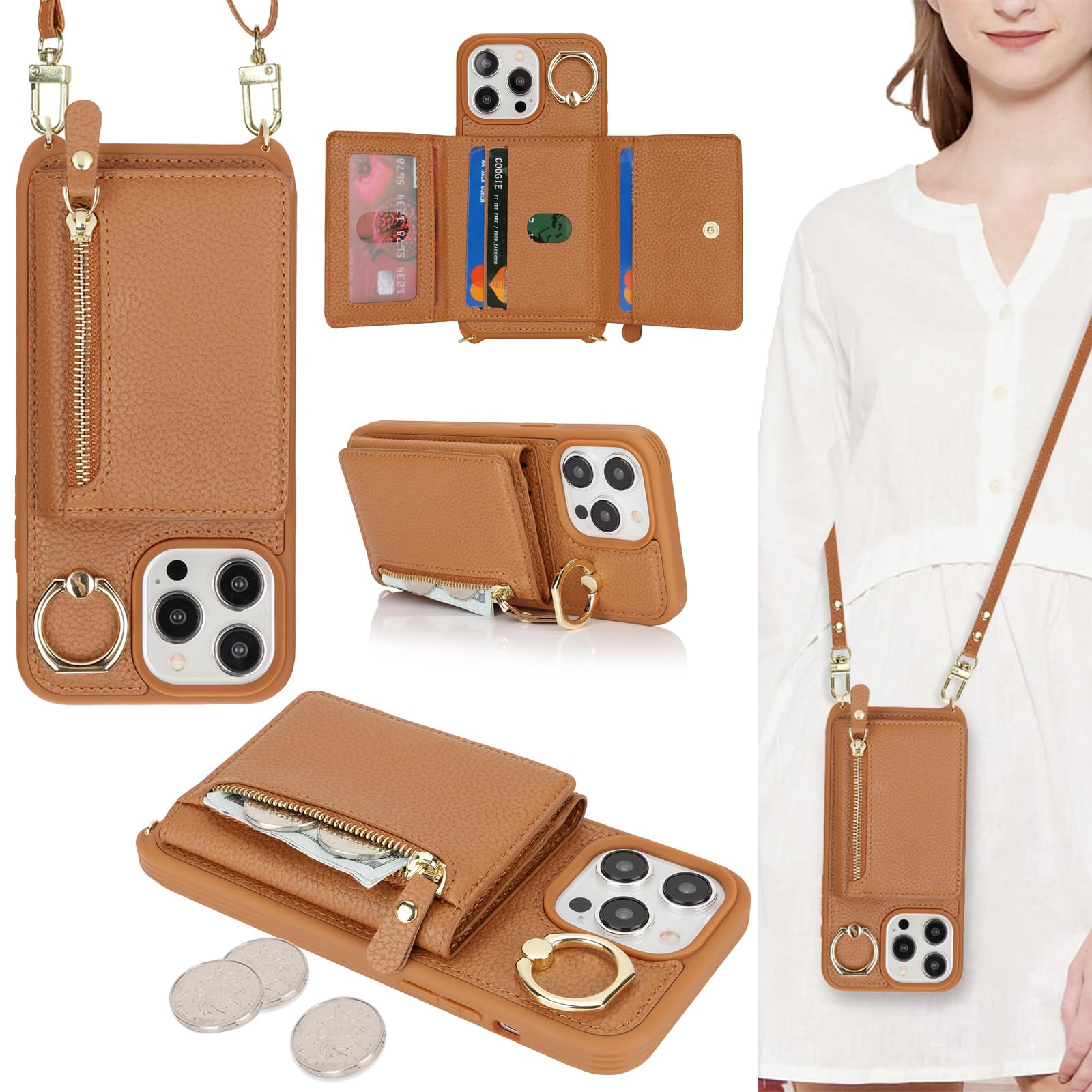 ELTEKER IPhone 16 Case With Strap, Card Slot, Ring Holder, Wallet - View #9