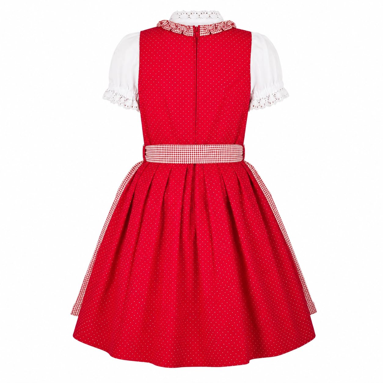 Ramona Lippert Kinderdindl Nele rot mit Bluse und Schürze, 3 teilig