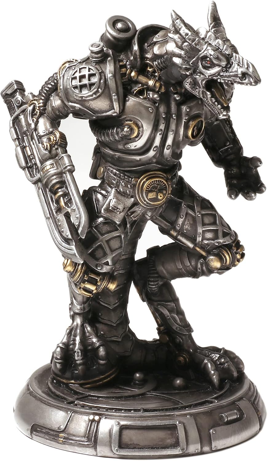 Steampunk Mechanoid Dragon Warrior Cold Cast Resin Metallic Finish Statue image 2
