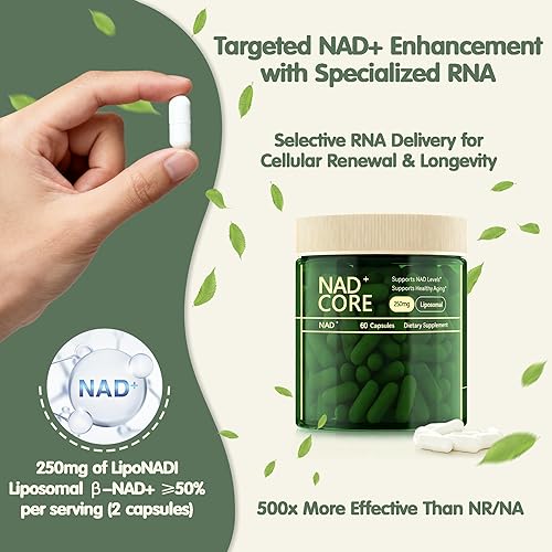 Miniatura 3 de NAD+ - Suplemento de ribósido de nicotinamida - Extra Fuerza NAD alternativa liposomal, apoya el envejecimiento saludable para mujeres y hombres, 60