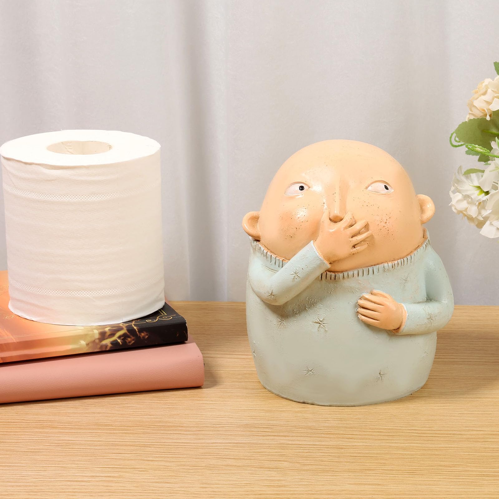 Qinglang Boys A Resin Holding Nose Bathroom Statue Weird Toilet Butler Sculpture Bathroom Ornaments Statue Smooth Surface Holding Nose Sculpture Decor(A)