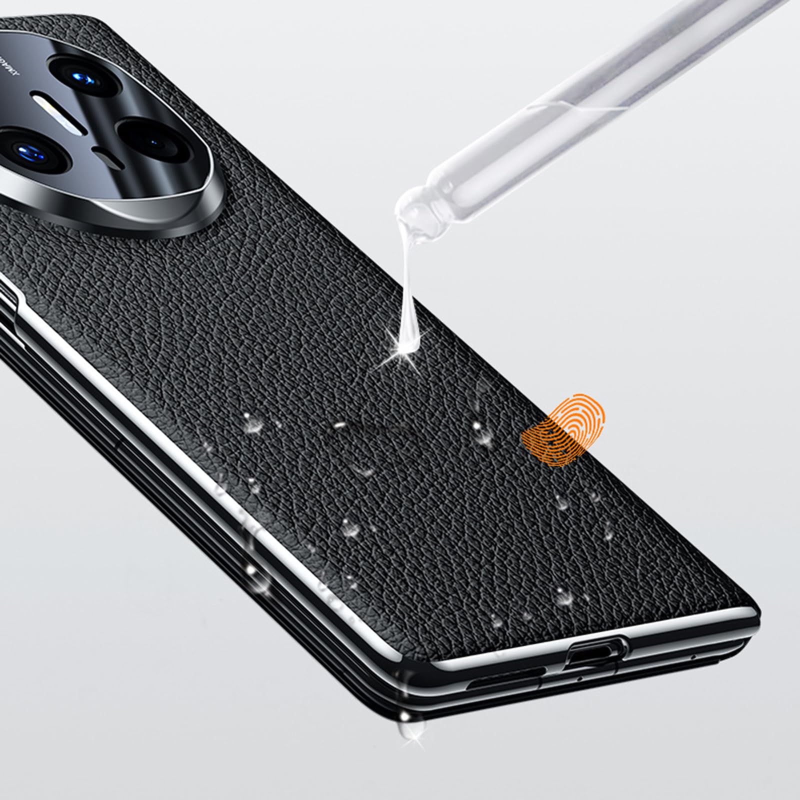 Etui z prawdziwej skóry do Huawei Mate X6, magnetyczne etui na klapę inteligentne okna Smukłe luksusowe etui biznesowe z ocynkowanym wzorem liczi, brązowe, Mate X6