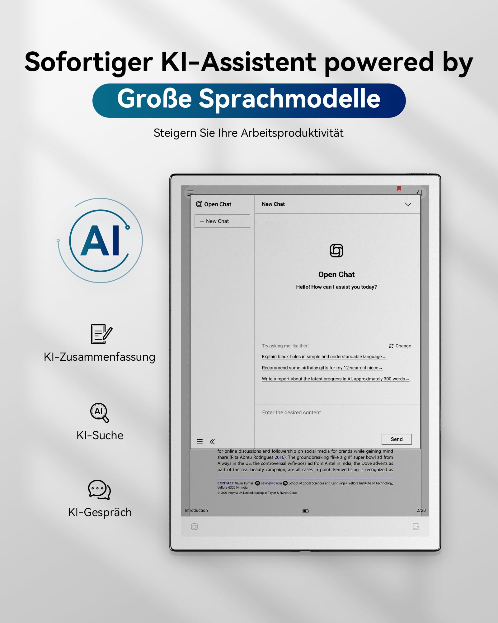 iFLYTEK AINOTE 2 10.65" Paper-Tablet KI-Notiztablett digitales Notizbuch Sprache-zu-Text 16-Sprachen-Transkription Handschrift-zu-Text