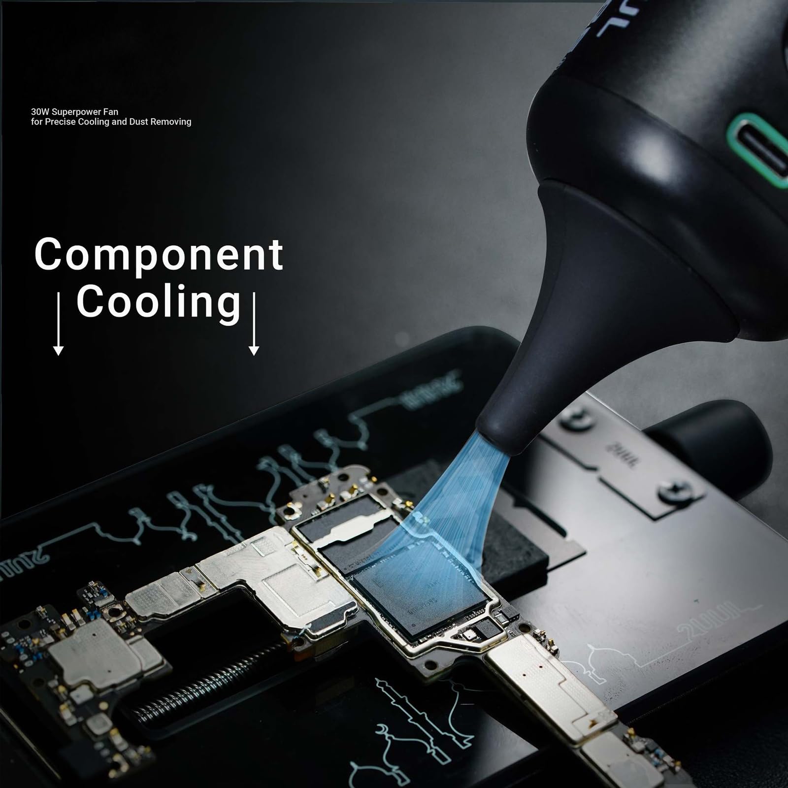 Dispositivo di rimozione dell'aria di raffreddamento a vuoto portatile Velocità regolabile per manutenzione elettronica Circuito di manutenzione Lente fotocamera Cura del circuito