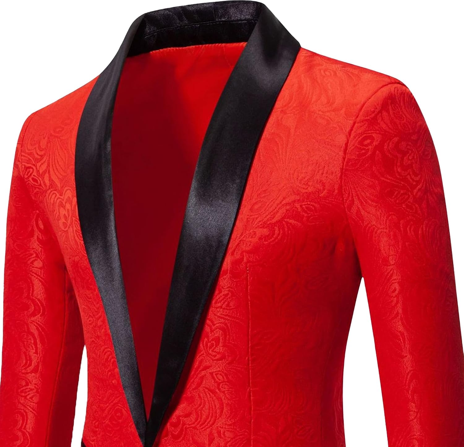 Men Classic 1 Button Blazer Jacket Slim Fit Chinese Suit Coat for Wedding Retro Urban Style Jacquard Knit Coat