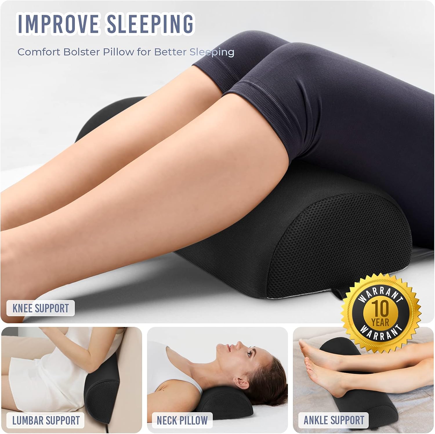 Tusscle Lumbar Support Pillow for Office Chair Car, D-Shaped Lumbar Roll Back Support for Lower Back Pain Relief, Ergonomic Lumbar Back Cushion with Removable Strap and Cover : Home & Kitchen