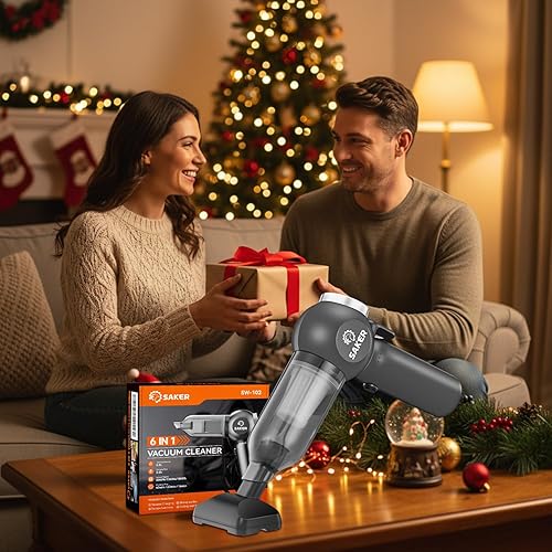 Miniatura 6 de Saker Aspiradora portátil inalámbrica para automóvil, 20000Pa, 6 en 1, multifuncional, ajustable, pequeña aspiradora de mano 7800 mAH con motor sin