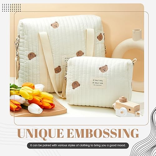 Vista 3 de Paterr Bolsa de pañales para mujer, multifunción, multitamaño, bolsa de maternidad, acolchada, de algodón, bonita, 2