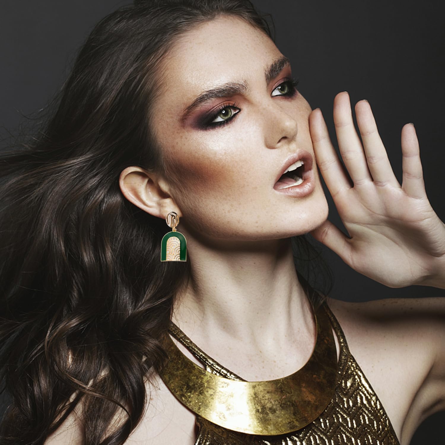 Black White Earrings for Women Sparkly Geometric Dangle Drop Statement Jewelry - Image 4