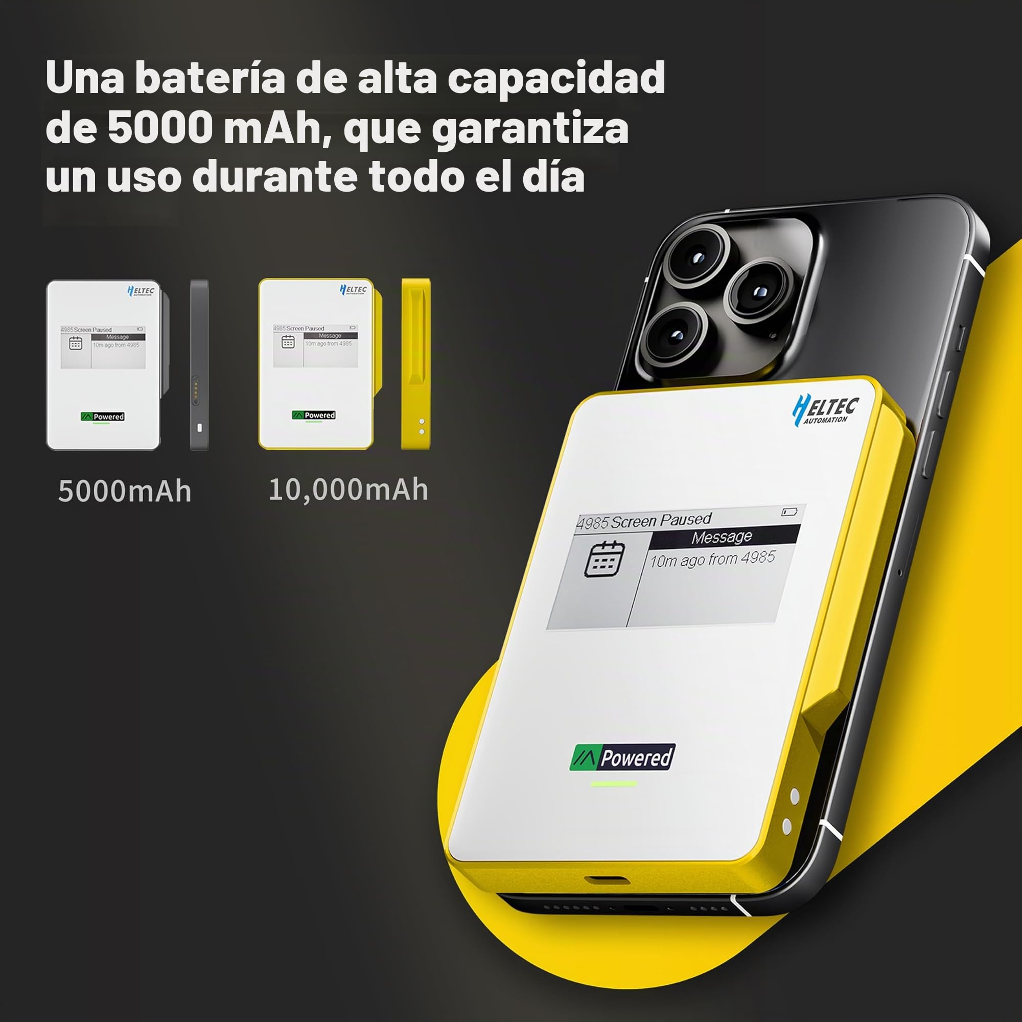 Heltec MeshPocket Qi2 - Cargador inalámbrico magnético con LoRa y E-Ink Meshtastic compatible para emergencias al aire libre (5000 mAh, gris)