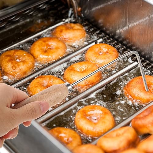 Miniatura 9 de TOVINANNA Molde de hierro de roseta con mango de madera, molde para hacer galletas de 4.7 pulgadas, colador de malla, embudo para hacer pasteles