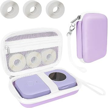 Teyomi Case Compatible with Phomemo D30 D35, for Phomemo D30 Label Maker with 3 Roll Label TapeLabel Paper 1/2" x 1 1/2" 12mm X 40mm-Hard Shell Storage Bag-Purple