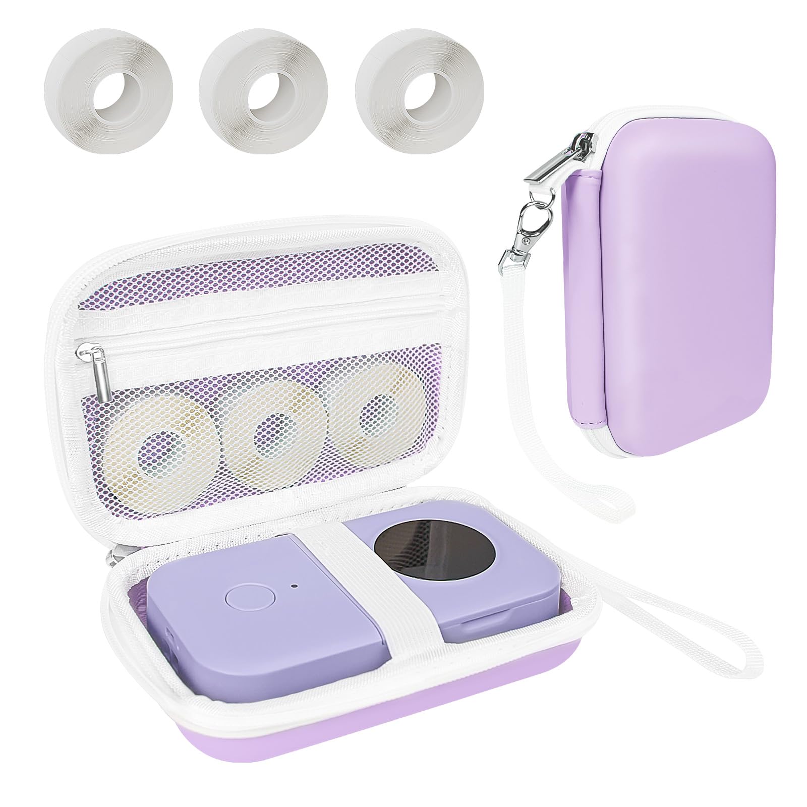 Teyomi Case Compatible with Phomemo D30 D35, for Phomemo D30 Label Maker with 3 Roll Label Tape(Label Paper 1/2" x 1 1/2" (12mm X 40mm))-Hard Shell Storage Bag-Purple