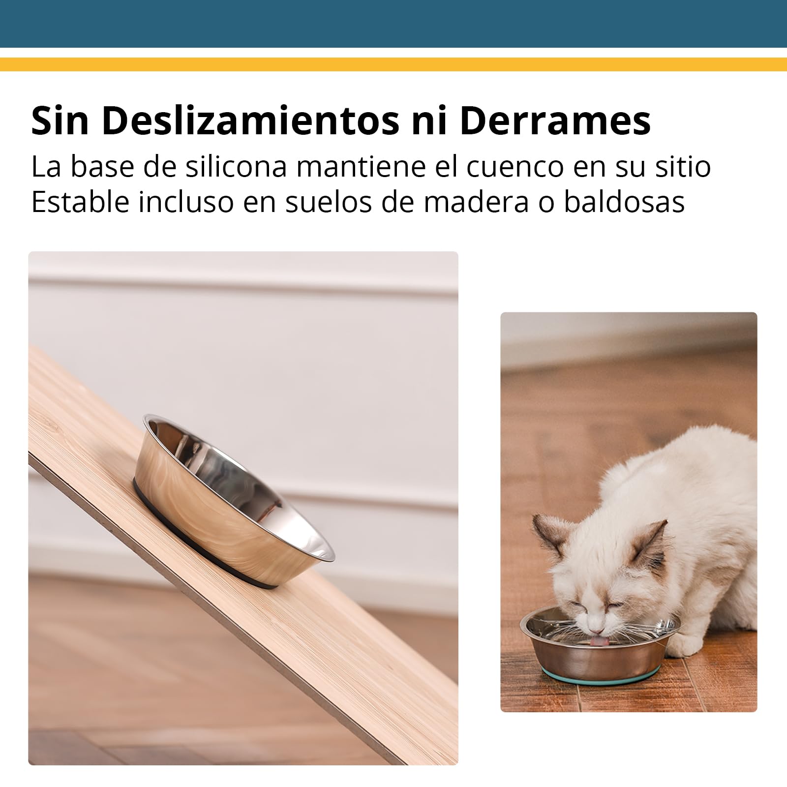 PEGGY11 Comederos para Perros de Acero Inoxidable, Cuencos Antideslizantes con Base de Silicona, 1440 ml, Pack de 2, para Perros Grandes