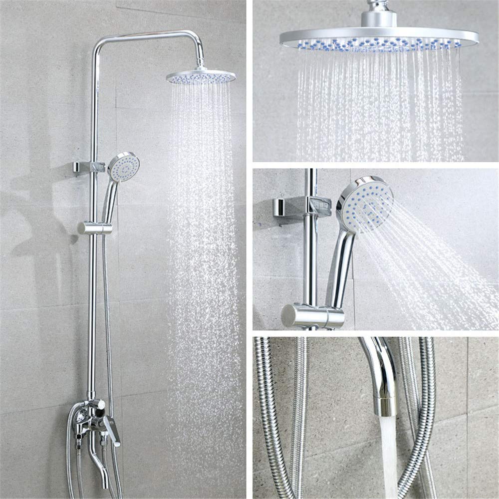 Finition chromée durable pour cet ensemble de douche mural complet et chic