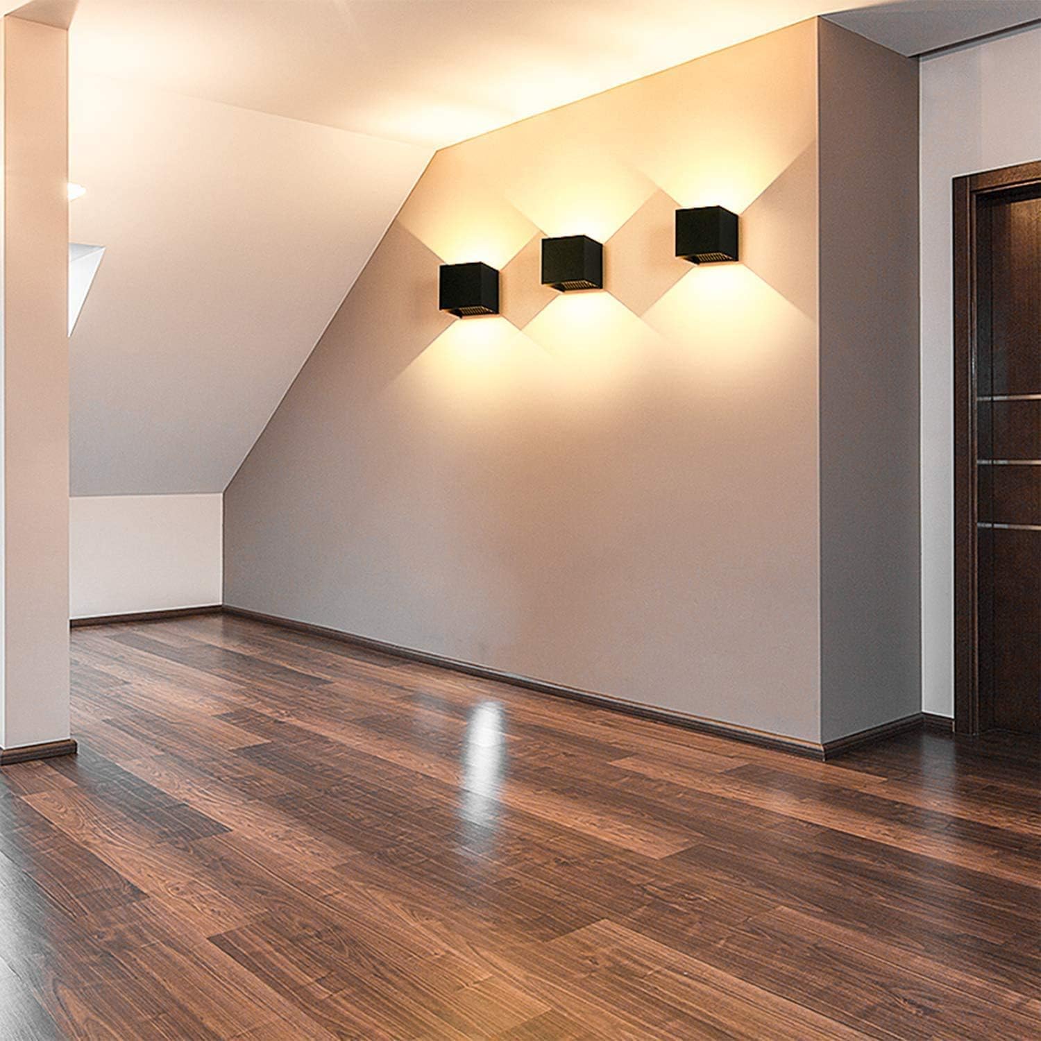 LEDMO 8 Stücke LED Wandleuchte 12W Wandlampe Schwarz 2700-3000K Warmweiß IP65 Wasserdicht