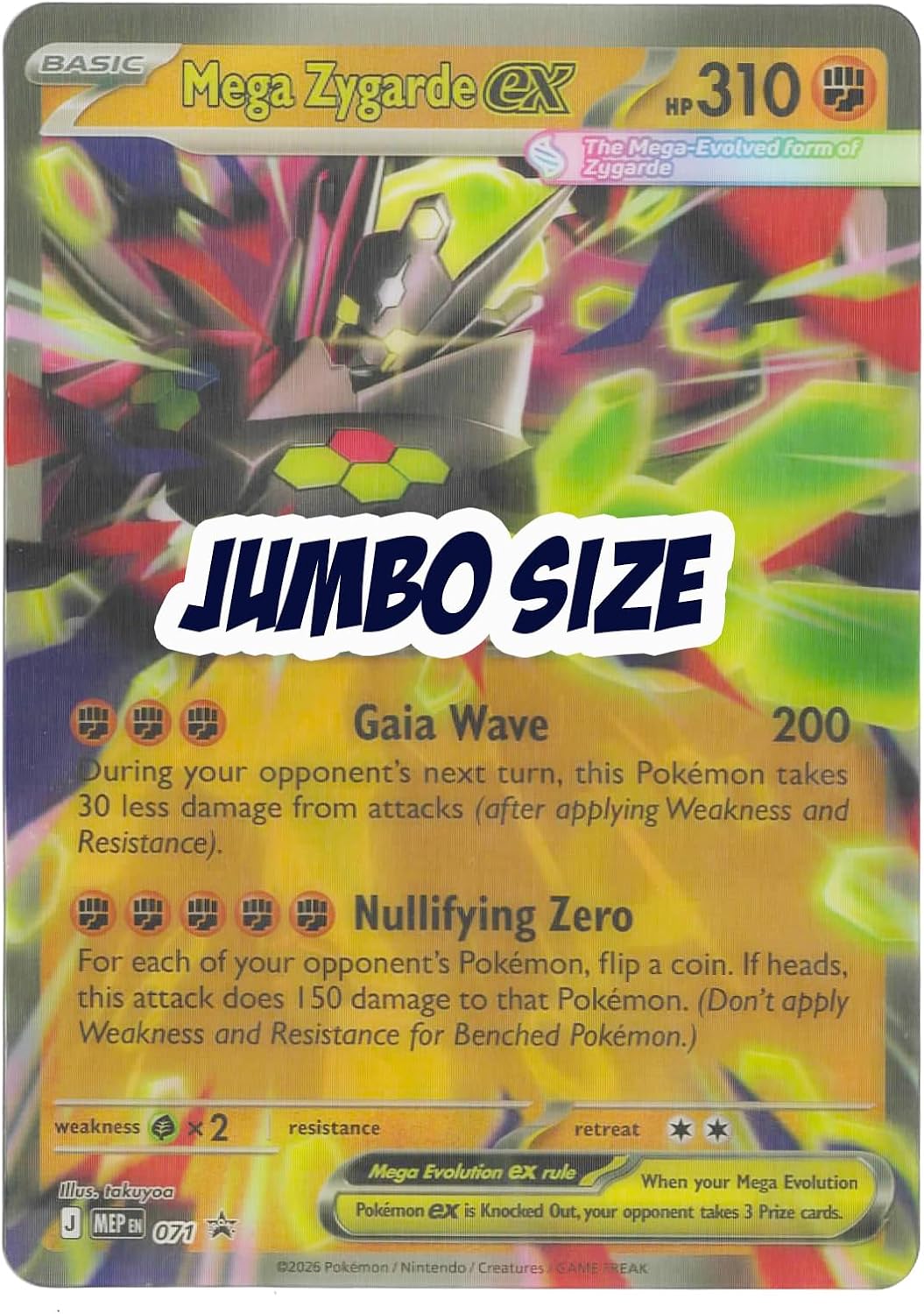 Large Size Pokemon Card - Mega Zygarde ex Lenticular Promo - Jumbo Oversized Card (5x7in)