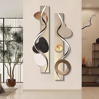homary LED Wall Art, Modern Abstract Geometric Dual-Panel Sculpture with Backlit Light, Contemporary Decorative Wall Decor for Living Room, Bedroom, Office (USB Powered)