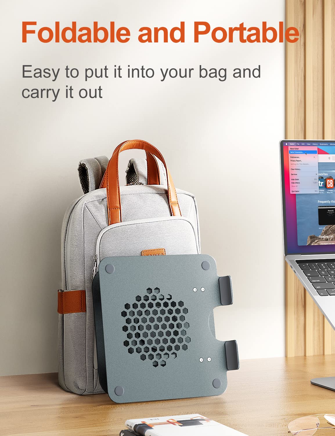 Tounee Support d'ordinateur réglable avec base rotative 360° pour ordinateur portable 10-16" Gris