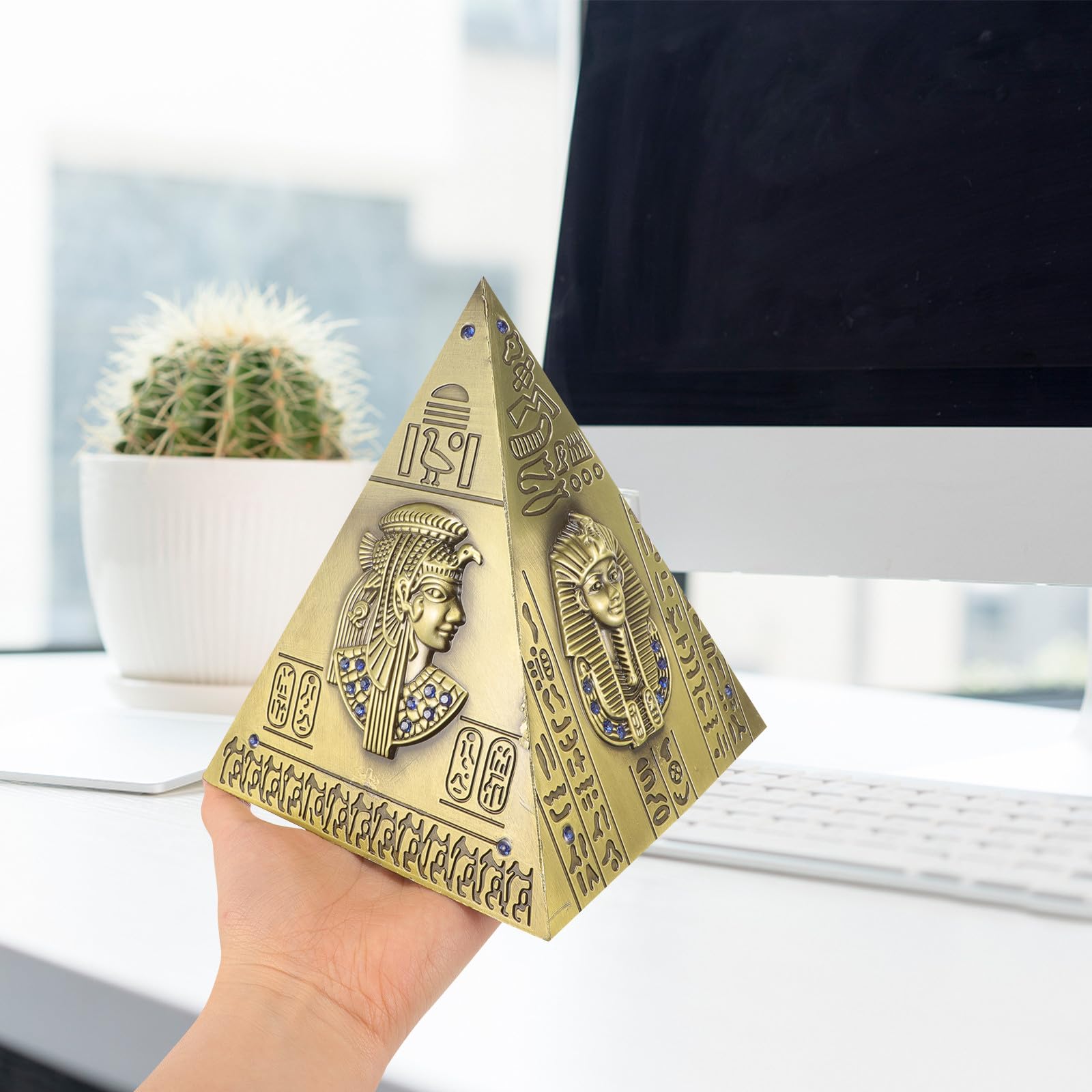 YARNOW Vintage Pyramiden Spardose aus Legierung in Ägyptischem Stil mit Praktischer Münzaufbewahrung und Kunstvollem Prächtigem Design für Heim und Schreibtischdekoration