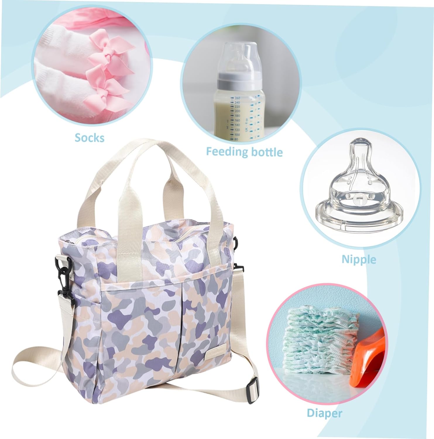 KOMBIUDA Large Waterproof Maternity Tote Bag for Moms Multi-Functional Diaper Bag Adjustable Shoulder Strap for Baby Travel and Hospital Use