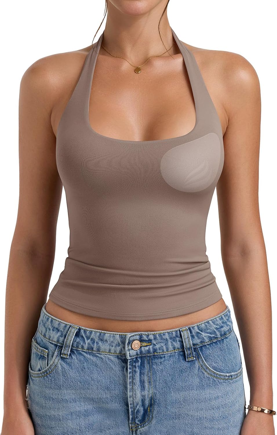 PINKMSTYLE Womens Padded Halter Tops Double Lined Sleeveless Built in Bras Backless Y2K Clothes Going Out Tops - Image 2