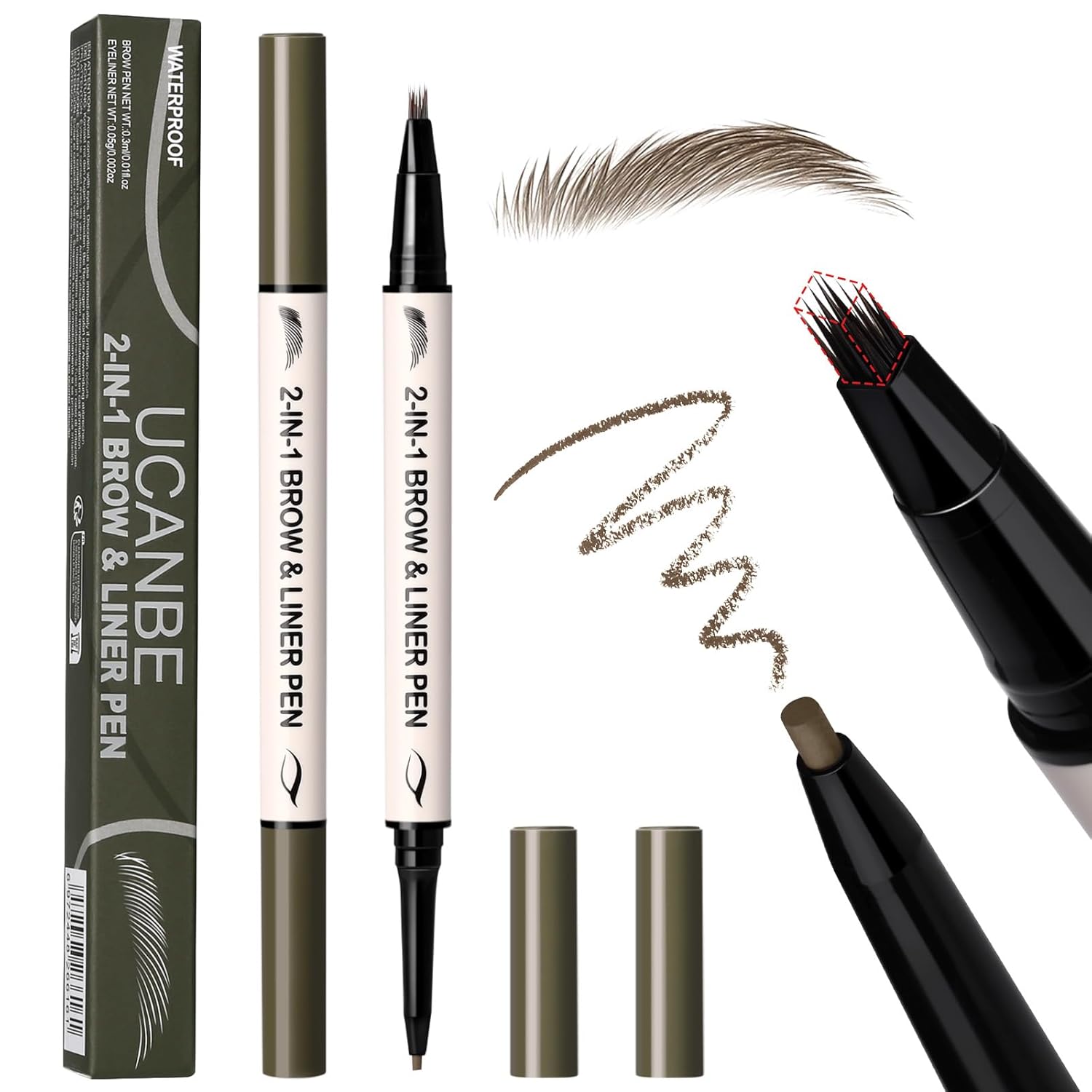 UCANBE 2-in-1 Eyebrow Pen & Gel Eyeliner Pencil – Microblading Eye Brow Pencil with Brow-Fection Angled Brush Tip + 1.5mm Ultra-Fine Eye Liner, Waterproof, Quick-Dry, Long Lasting (Brown) UCANBE 2-in-1 Eyebrow Pen & Gel Eyeliner Pencil – Microblading Eye Brow Pencil with Brow-Fection Angled Brush Tip + 1.5mm Ultra-Fine Eye Liner, Waterproof, Quick-Dry, Long Lasting (Brown)