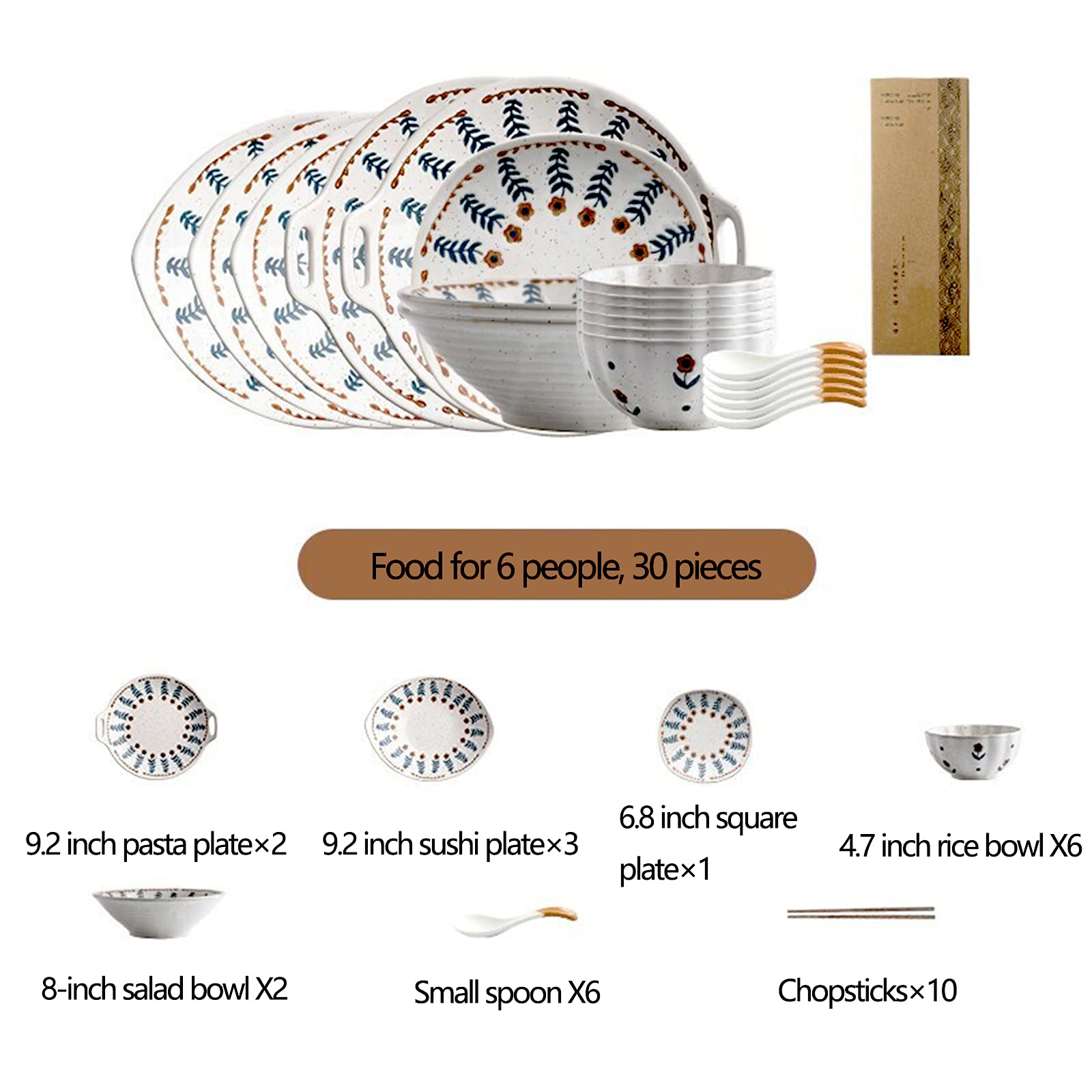 Service de Table en céramique raffinée de 30 pièces pour 6 Personnes, Style Moderne et élégant, idéal pour la Cuisine et Les Restaurants.