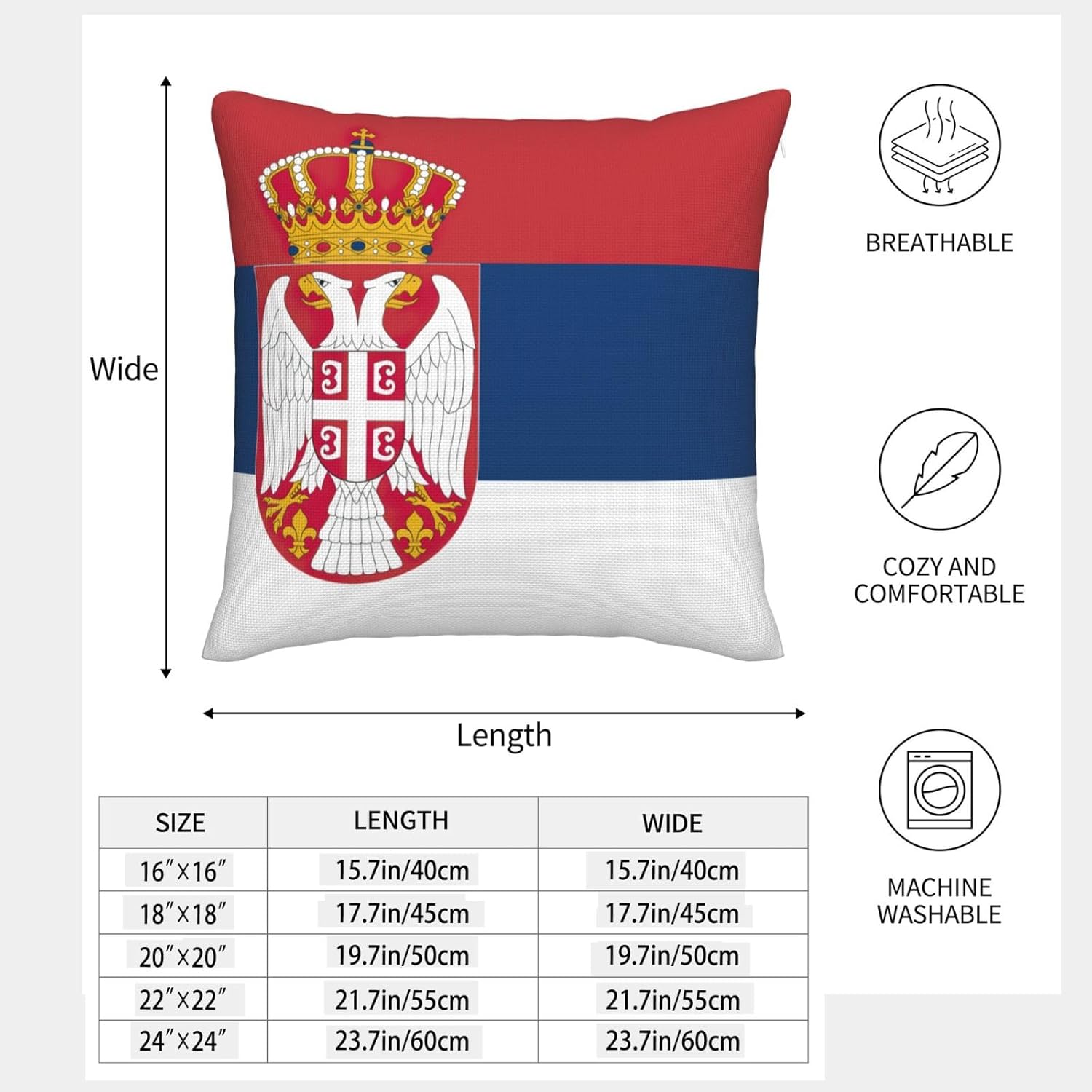 Flag of Serbia Imitation Linen Pillowcase -2 Sets, Fashionable Home Decoration, Used for Sofas, Gardens, beds