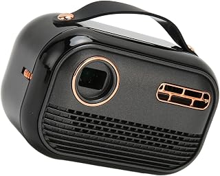 Mini Projector, DLP Portable Projector 080P 12ANSI Lm with Tripod, Rechargable Auto Correction Outdoor Projector 4GB 32GB for Outdoor Moive (Black)