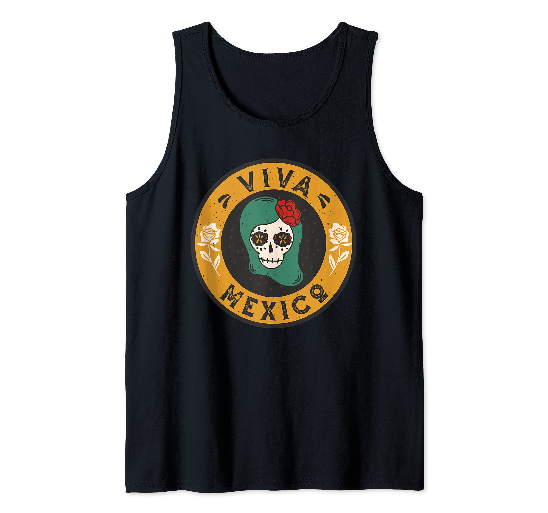 5 De Mayo Costume Pancho Skeleton Skull Para Hombre Mexico Tank Top, Black
