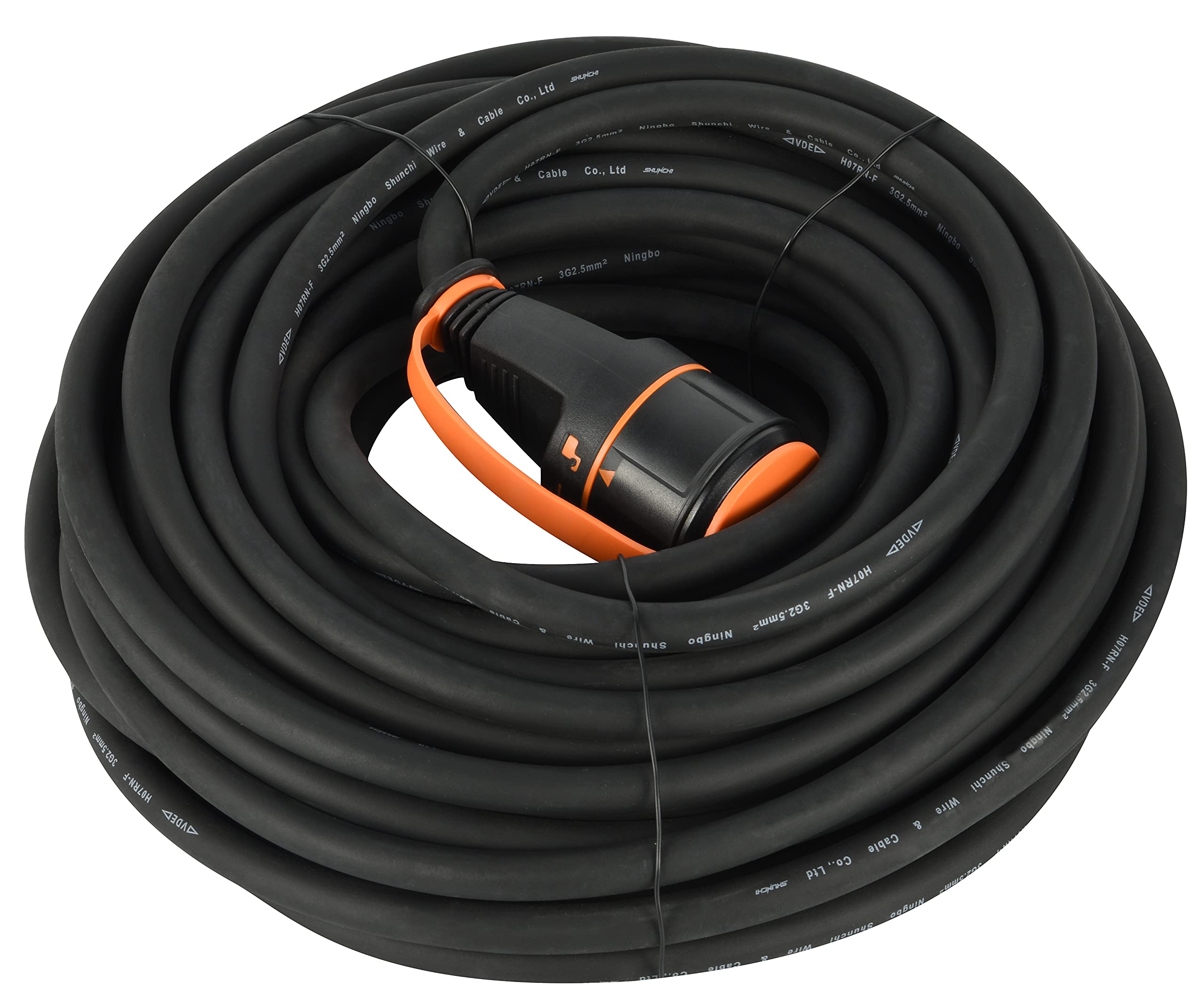 Electraline 01762 Prolunga IP44 20 M in gomma H07RN-F 3G2,5 mm Femmina Francese Electralock dotata di sistema di bloccaggio che impedisce la disconnessione spina-presa, nero