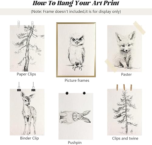 Miniatura 7 de Arte de pared para guardería, lienzo de animales del bosque, decoración de pared, habitación de bebé, imágenes de animales del bosque, arte de pared