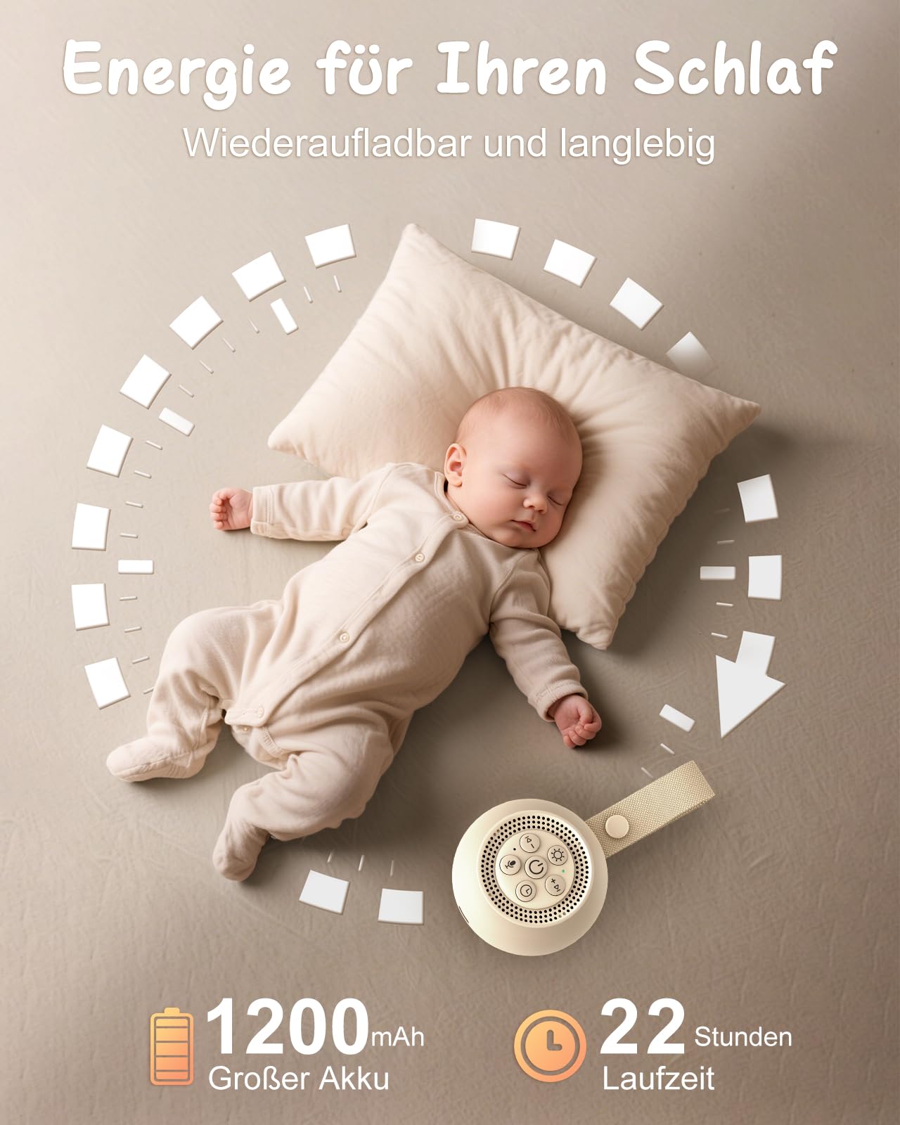 Babacom Tragbare White Noise Machine Baby mit Sprachaufzeichnung – 15 beruhigende Geräusche, weißes Rauschen Lautsprecher Zum Schlafen mit Nachtlicht & Timer Funktion für Babys, Musikinstrumentzubehör