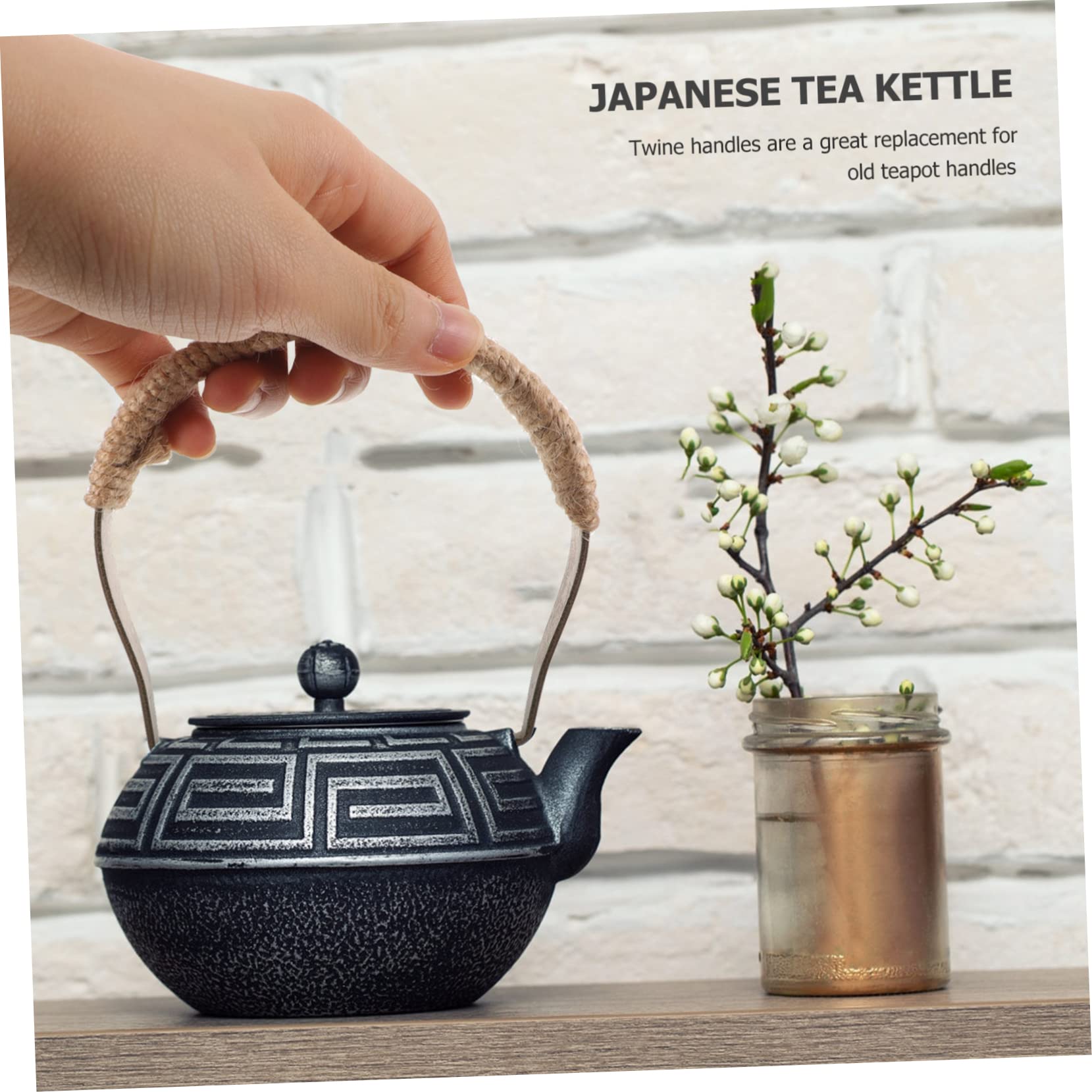 Mango Tetera Reemplazo Resistente Al Calor Para Tetera Cerámica Diseño Rústico Con Cuerda De Cáñamo Mediano Accesorio Ergonómico Para Cocina Japonesa y Coreana