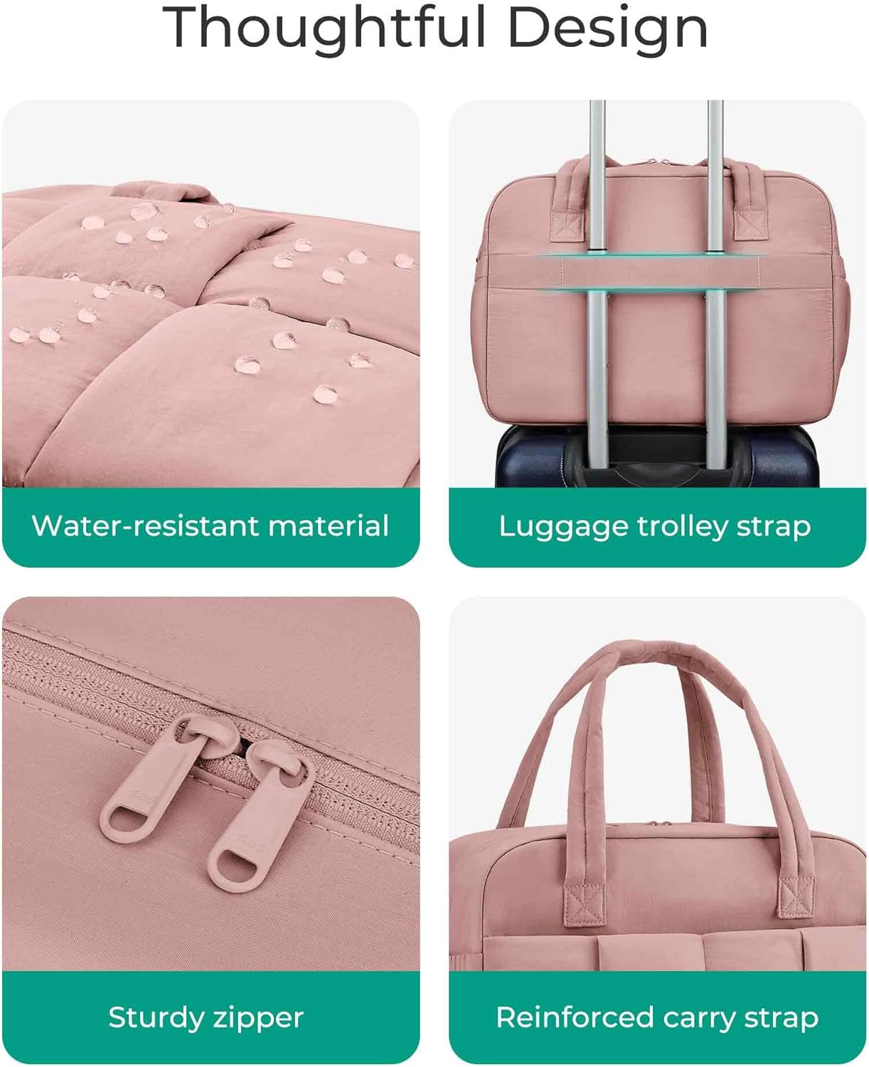 BAGSMART Gym Bag for Women, Personal Item Puffer Duffle Bag, Weekender Overnight Carry On Tote Handag for Travel - Image 6