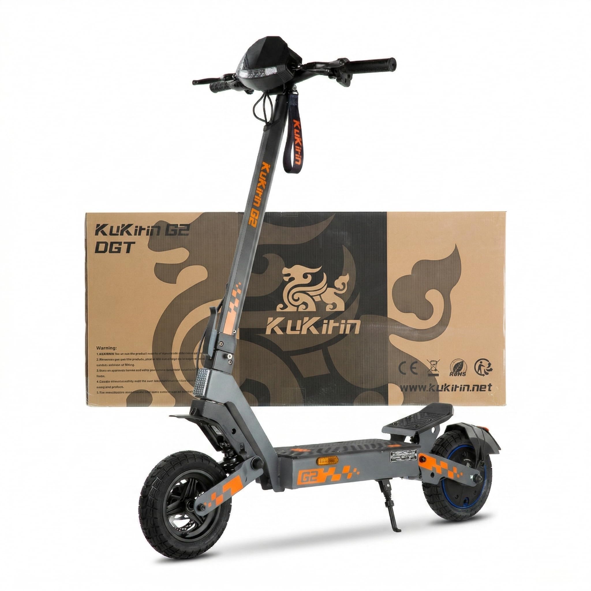 Kukirin G2 VMP DGT Approved Adult Electric Scooter, 500W, 25 km/h, Battery 48V 15.6Ah, Range up to 65 km, 10 Inch Tubeless Tyres, Disc Brakes