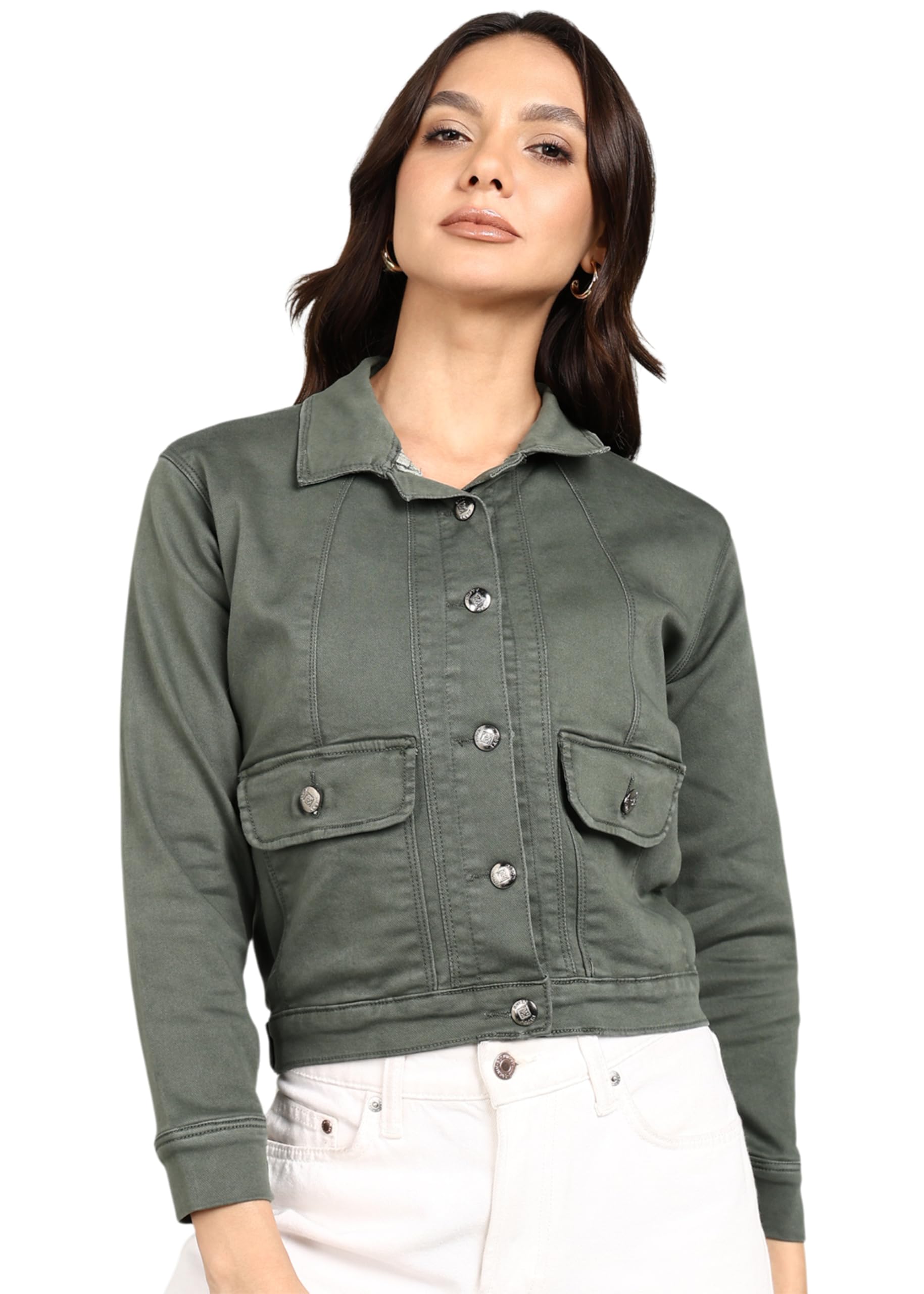Dennis Lingo Women's Denim Front Pocket Jacket in blue