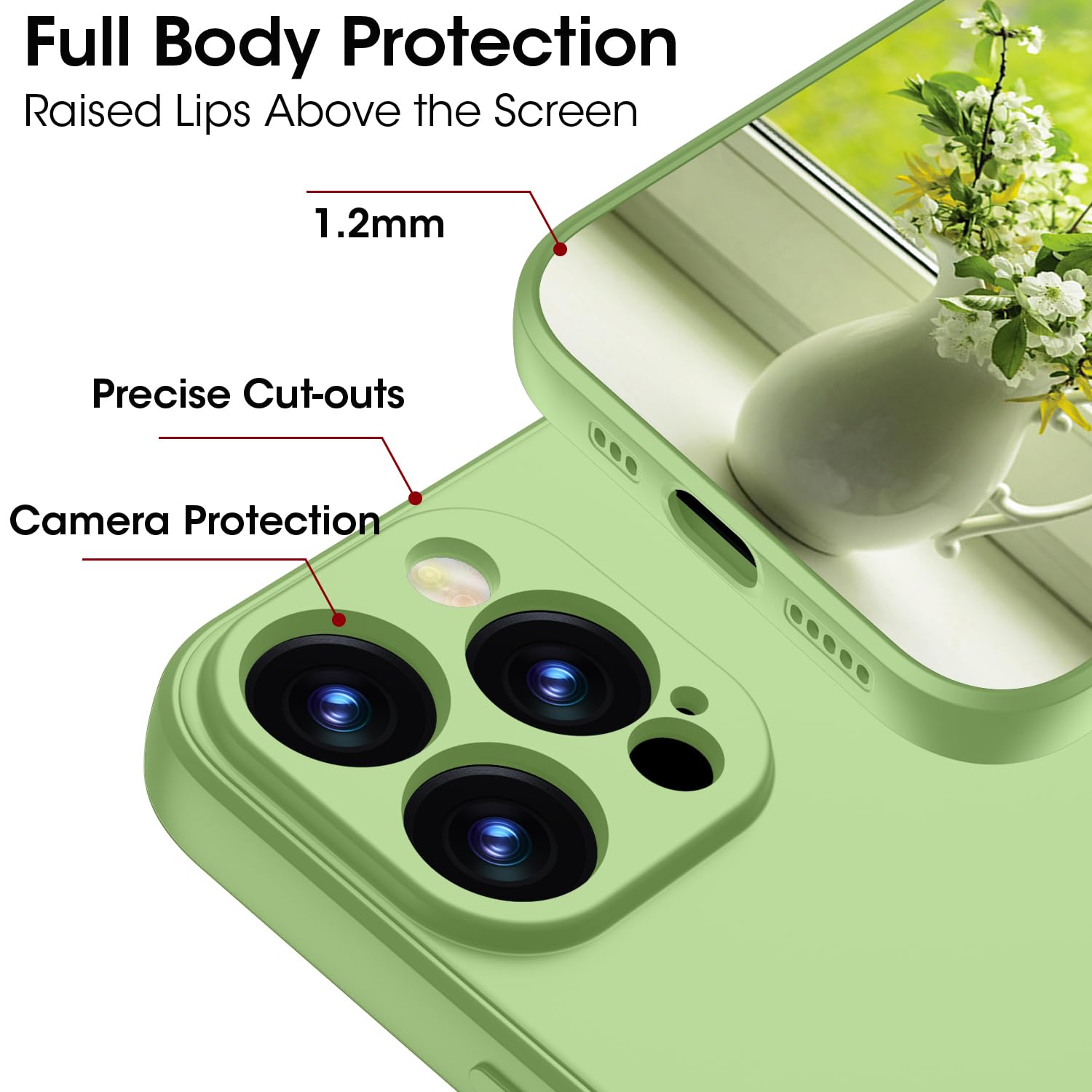 ElestBela - Custodia in silicone per iPhone 16 Pro, ultra sottile